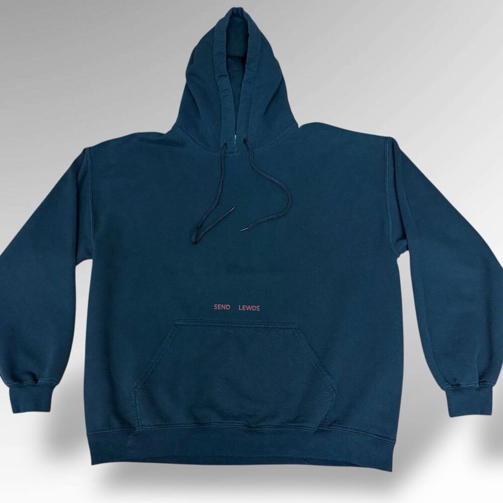 Animebae Collection Hoodie Size L Black Send Lewds Graphic Print Streetwear - Picture 3 of 7